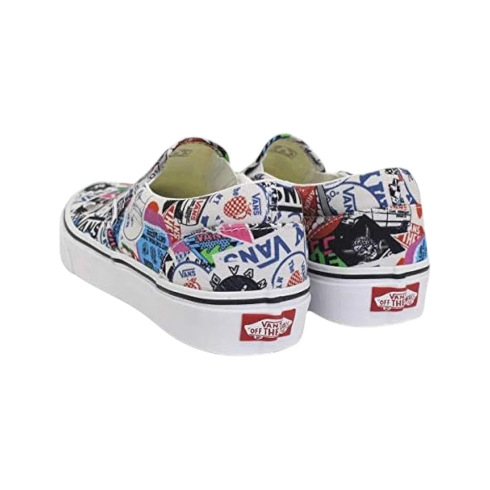 Vans Men's Classic Slip On Label Mix Canvas Shoes Black True White VN0A4BV3V9A